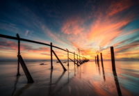 Strand-fence-at-sunset