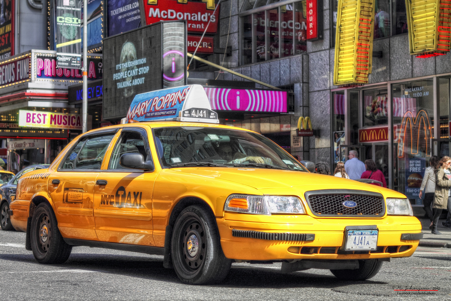 NYC Yellow Cab In Colour HDR Creme NYC Yellow Cab In Colour HDR Creme